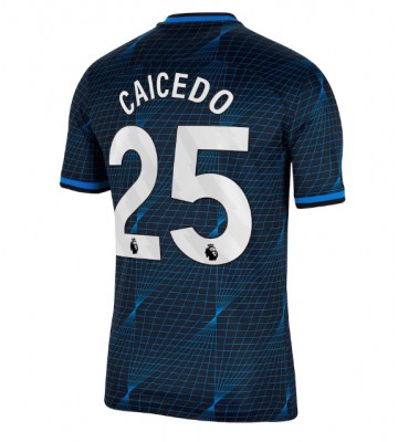 Lacne Muži Futbalové dres Chelsea Moises Caicedo #25 2023-24 Krátky Rukáv - Preč